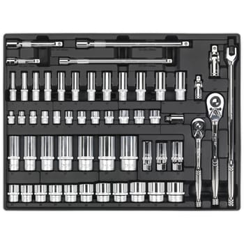 Sealey 55 Piece Combination Drive Socket Set in Module Tray