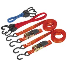 Sealey 6 Piece Tie Down Ratchet and Bungee Cord Set
