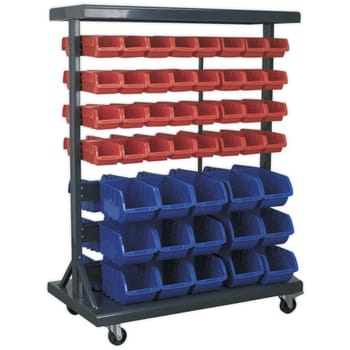 Sealey Mobile Bin Storage System and 94 Bins