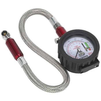 Sealey Tyre Pressure and Tread Depth Gauge with Flexible Hose