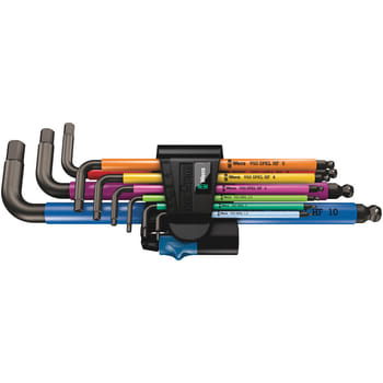 Wera 9 Piece Colour Coded Ball End Holding Hexagon Allen Key Set Metric