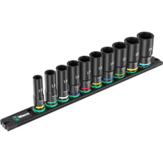 Wera 9660 Impaktor 10 Piece Magnetic Rail 3/8" Drive Deep Hex Impact Socket Set